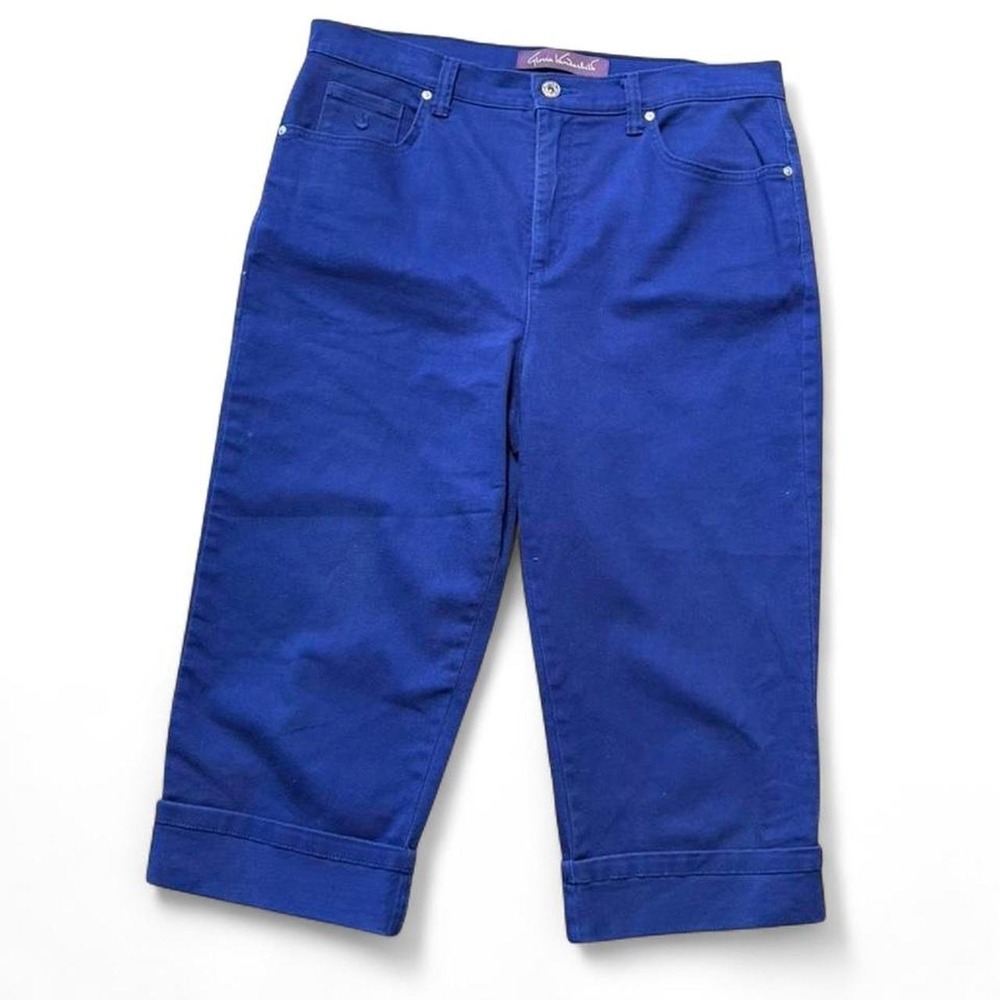 Gloria Vanderbilt Amanda Vibrant Royal Blue Cropped Jeans, Women's Size 12